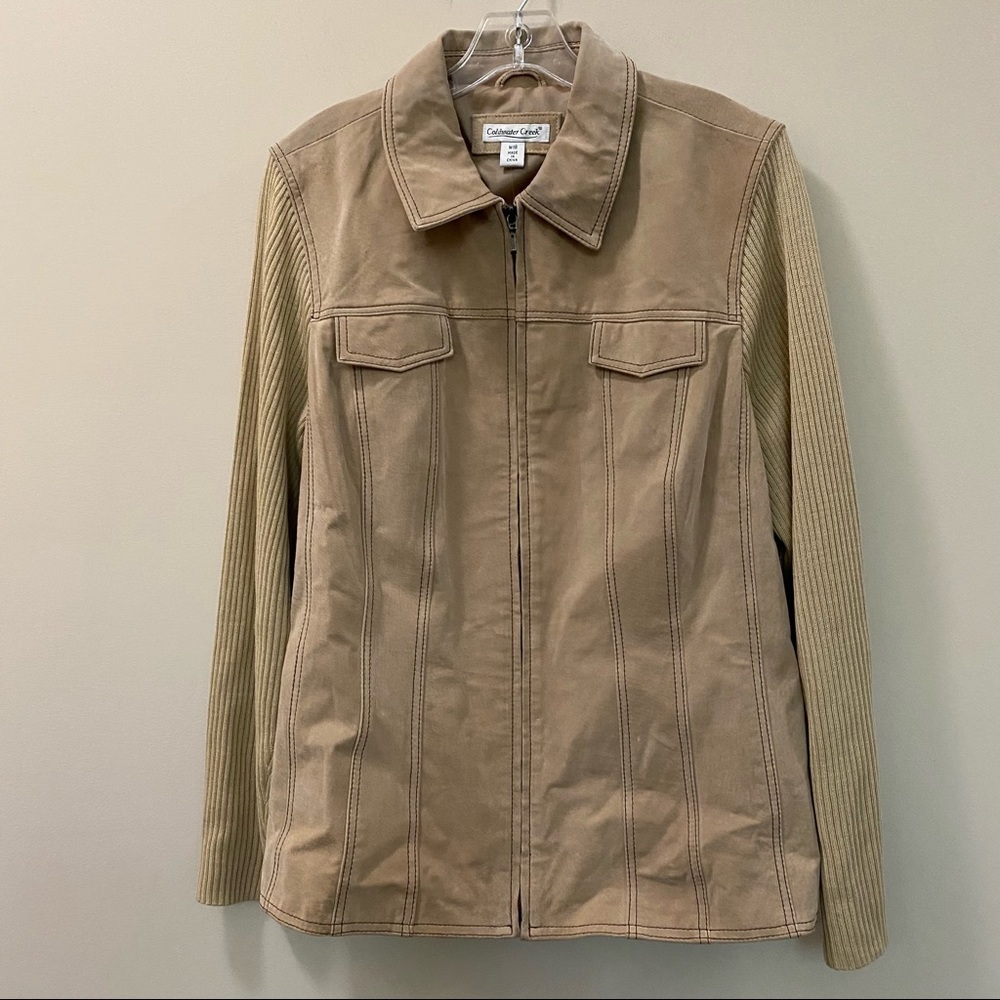 Coldwater Creek Plus Size Beige Western Suede Sweater Jacket Size 18